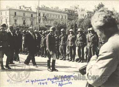 Mayor of Athens Georgatos on the ceremony for the withdrawal of the German occupation forces from Athens, October