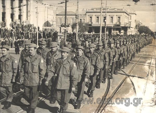 Parade of soldiers who returned from Korea