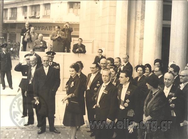 Members of the K. Karamanlis government (Kanellopoulos, Papaligouras, Kasimatis) at the Cathedral.