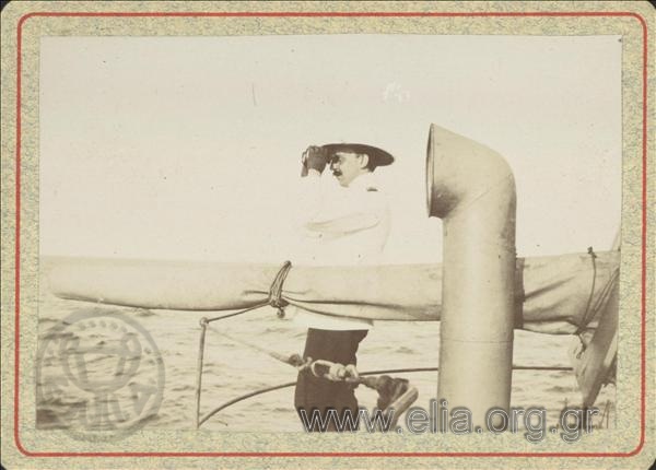 Nikolaos Votsis (Ensign of the Royal Navy) on the PT boat 