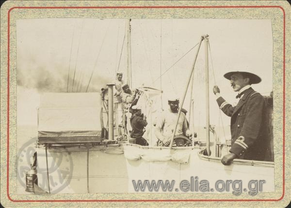 Nikolaos Votsis on the deck of a torpedo boat