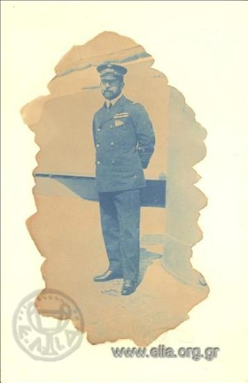 Royal Navy Captain Sofoklis Dousmanis on the deck of Battleship Averof