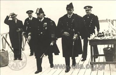 Minister  of Marine Affairs Sofoklis Dousmanis on a visit to a French battleship