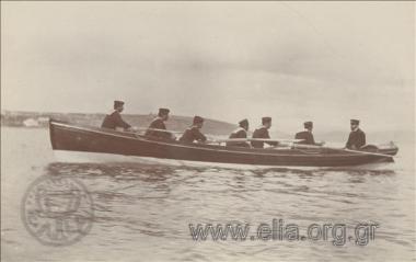 Sailors in a boat at the Naval School
