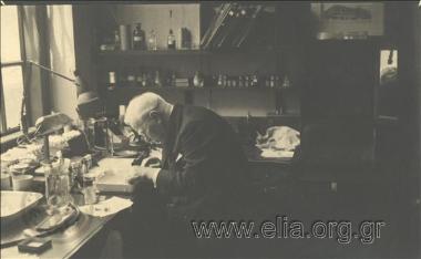 Sir Almroth Wright in his laboratory