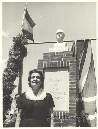 July 24. Amalia Fleming at the unveiling of Alexander Fleming's protome.