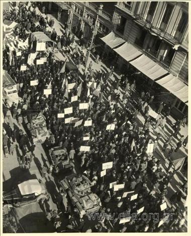 Sunday, December 3. Demonstration of EAM (National Liberation Front) supporters in Athens. 