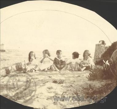 Nikolas Kalas (1907-1988) as a child with friends by the sea at Palaio Faliro.