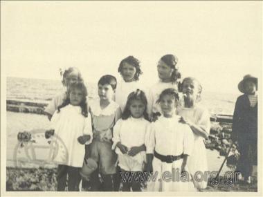 Group portrait of children at Nikolas Kalas' birthday (1907-1988), Palaio Faliro.