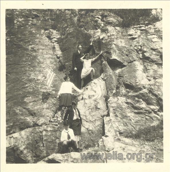 Nikolas Kalas (1907-1988) as a child with friends at some rocks