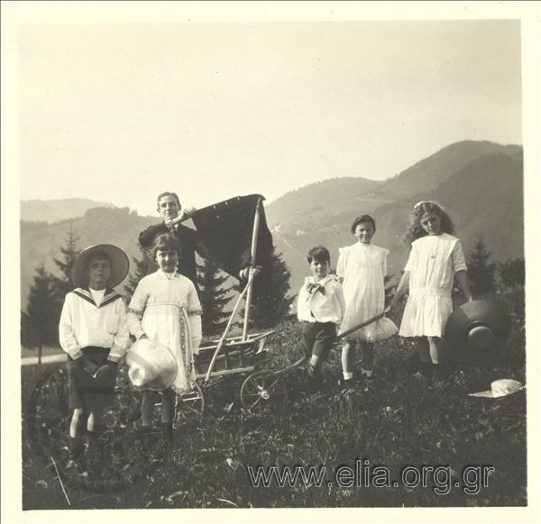 Nikolas Kalas (1907-1988) as a child with friends in the countryside.