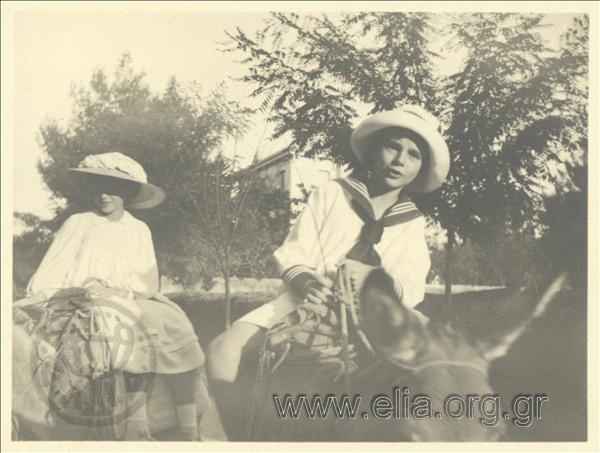 Nikolas Kalas (1907-1988) as a child on a donkey.