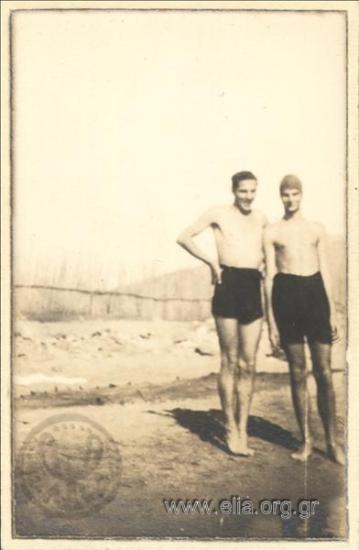 Nikolaos Kalas (1907-1913) with a friend on the coast
