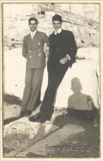 Nikolaos Kalas (1907-1988) with a friend on the Acropolis