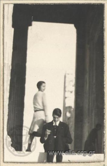Nikolaos Kalas (1907-1988) and a woman on the Acropolis