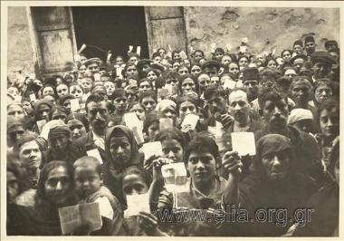 Greek  occupation of Smyrna. Distribution of goods to the poor by Patriotiki Society