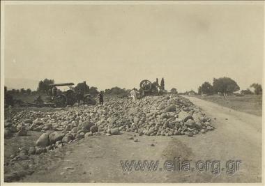 Greek  occupation of Smyrna. Road restoration between Paradisso - Bournabat by the Commission for Public Works of the Greek  Committee