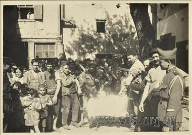 Greek  occupation of Smyrna. Military doctors giving injections against cholera