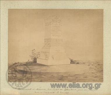 Μνημείο των γάλλων πεσόντων στο Ναυαρίνο. Το σχέδιο του μνημείου από τον αρχιτέκτονα E. Troump.