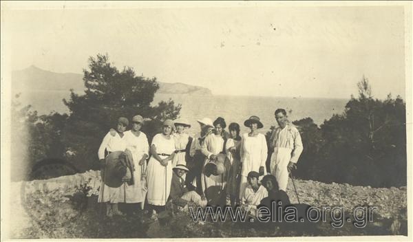 Excursionists  on the island