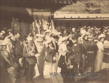 Officials at the quay on the departure of Queen Olga