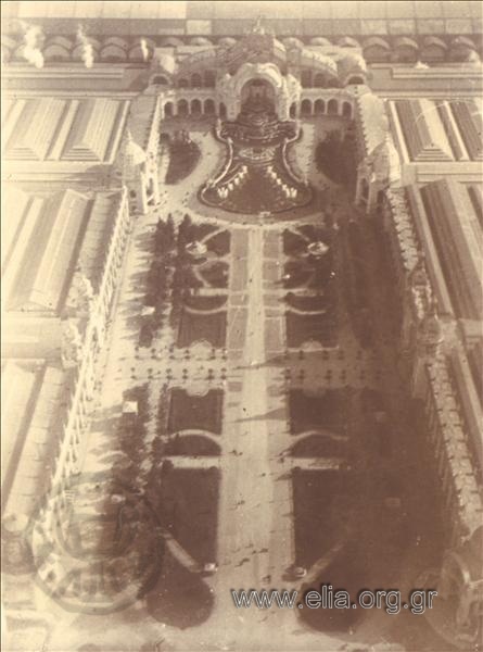 Palais de l'Electricite seen from the Eiffel Tower during the Paris International Exposition