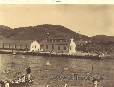 Buildings and a pier of the Navy School.