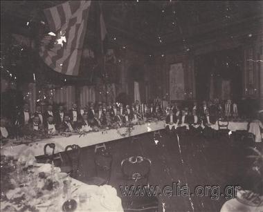 Commemorative photograph of the dinner held in honour of the staff officers of 