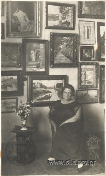 Thaleia Flora Karavia (Siatista 1871-Athens 1960) in her house