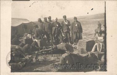 Wounded Greek  soldiers at the operating theatre of the VII division.