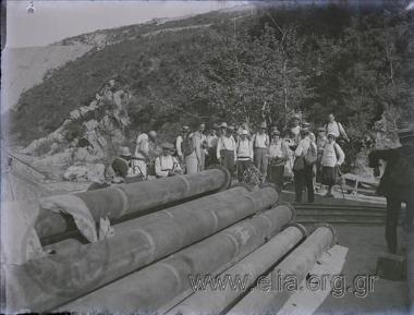 A group of friends at the bottom of the Marathon Lake.