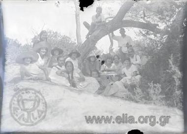 Camp of the walking Association. Georgios Vafiadakis among the members of the association.