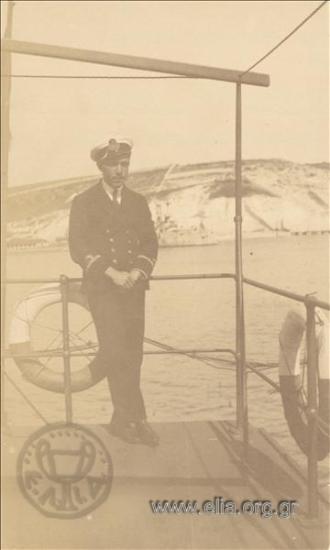 Navy sub-lieutenant on the deck of a ship
