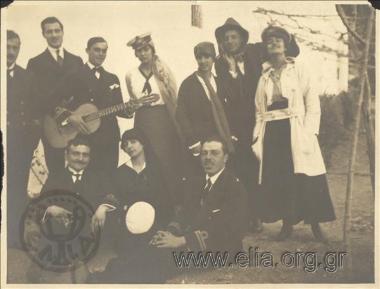 Excursion , a group of people in a church courtyard