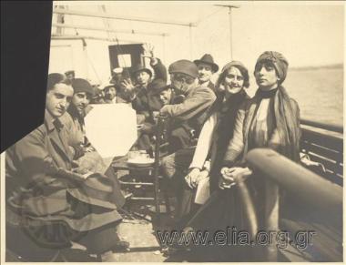 Excursion, group of people on board a ship