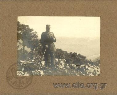 Artillery Colonel Leonidas Paraskevopoulos at an observation post facing Bizani
