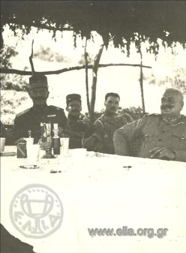 Leonidas Paraskevopoulos and other officers at a table