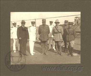 Leonidas Paraskevopoulos on board vessel Lemnos - arriving in his capacity as commander-in-chief of the Greek  occupation army