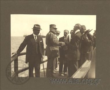 Commander-in-Chief of the Greek  occupation army Leonidas Paraskevopoulos going ashore