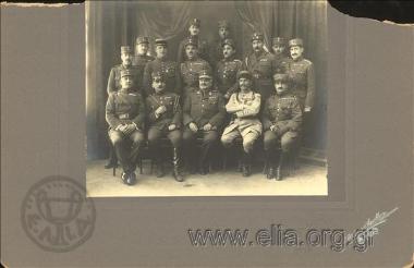 Commander-in-Chief of the Greek  occupation army in Smyrna Leonidas Paraskevopoulos with Greek  and French officers