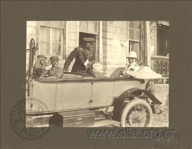 British General Bridges (commander of the Australian forces at the Dardanelles) and a top-ranKing British officer getting on a military vehicle