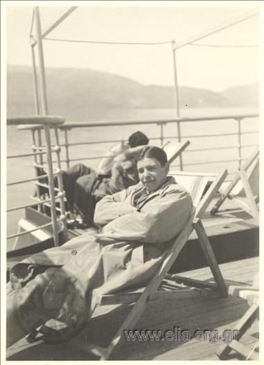 Stefanos G. Streit on the deck of a ship.