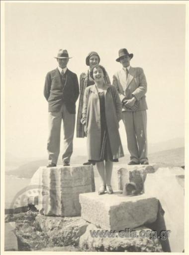 Stefanos G. Streit with company at the Temple of Poseidon at Sounion.