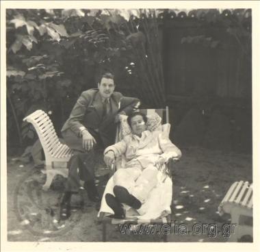 Stefanos G. Streit and young man in a garden.