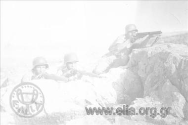 Armed ELAS partisans at battle stations