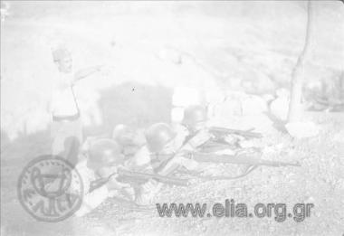 Armed ELAS partisans at battle stations