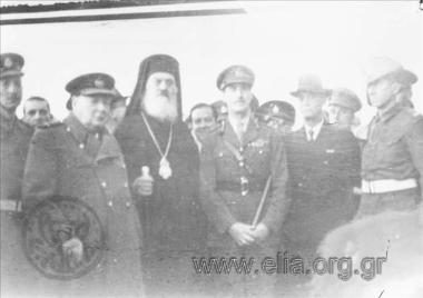 December. Churchill with Archibishop Damaskinos, Commander Roland Scobie of the British forces and Nikolaos Plastiras at the Tomb of the Unknown Soldier