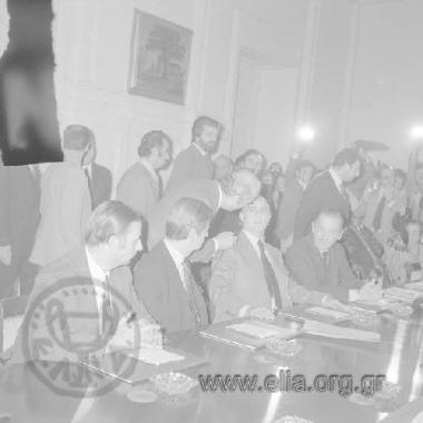 Snapshot from the speech of Archbishop Makarios at the Grande Bretagne Hotel.