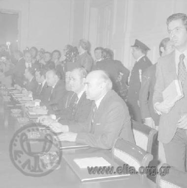 Snapshot from the speech of Archbishop Makarios at the Grande Bretagne Hotel.