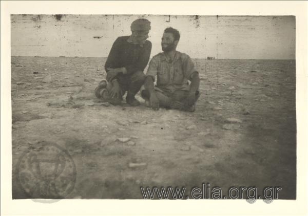 Two servicemen in the desert